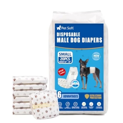 Afbeelding van Pet Soft Hondenluiers mannetje 20 stuks wegwerp hondenwraps voor reuen, super absorberende luiers incontinentie, luierwraps met nattigheidsindicator (S telling)