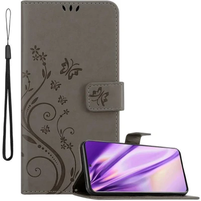 Afbeelding van Cadorabo Hoesje geschikt voor Samsung Galaxy S20 in Bloemen GRIJS Beschermhoes Case Cover magnetische sluiting