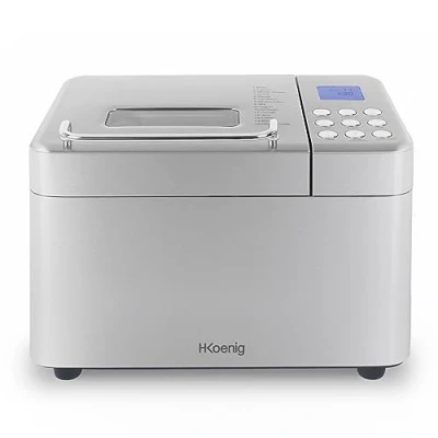 Afbeelding van H.Koenig Broodbakmachine BAKE440, 15 programma&#039;s, tot 1 kg brood, jam, yoghurt, uitgestelde startfunctie/houdt warm, mueslidispenser, afneembare houder met antiaanbaklaag, lcd display, 600 W