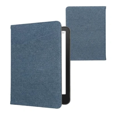 Afbeelding van kwmobile E reader hoesje geschikt voor Amazon Kindle Paperwhite (2024)/Colorsoft hoes flip case met magneetsluiting Ereader cover Denim design in blauw