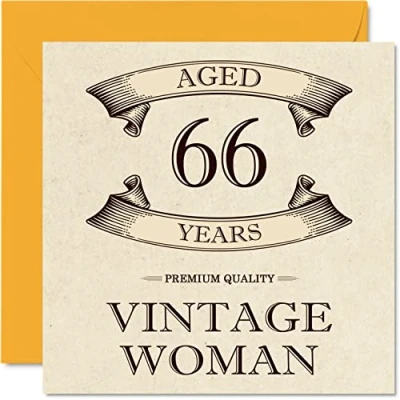 Afbeelding van Vintage 66e verjaardagskaarten voor vrouwen leeftijd 66 jaar leuke verjaardagskaart mama zus vrouw vriendin oppas oma tante, 145 mm x dames wenskaarten,