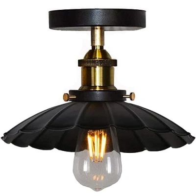 Afbeelding van HTRUIYATY plafondlamp vintage lamp industrieel design E27 paraplu lampenkap van metaal