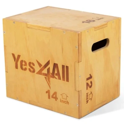 Afbeelding van Yes4All Springtrainers Plyx Houten Plyo Box voor Oefening CrossFit Training MMA Plyometrische Agility 3, A. Wood Basic, 40,6 x 35,6 30,5 cm