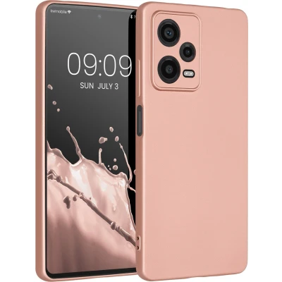 Afbeelding van kwmobile metallic telefoonhoesje van TPU geschikt voor Xiaomi Redmi Note 12 Pro 5G Flexible case smartphone In roségoud