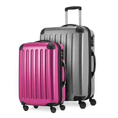 Afbeelding van HAUPTSTADTKOFFER Alex 2 delige Kofferset harde schaal glanzend, middelgrote koffer 65 cm + handbagage 55 cm, 74 42 liter, TSA, zilver magenta,