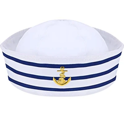Afbeelding van Syhood Kapiteinsmuts blauw met witte zeilhoeden matrozenmuts marine zeeman hoed voor kostuumaccessoires, kostuumfeest (1 verpakking)