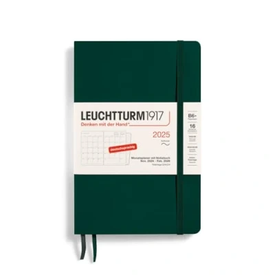 Afbeelding van LEUCHTTURM1917 370611 maandplanner &amp; notitieboek paperback (B6+) 2025, 16 maanden, softcover, Forest Green, Duits