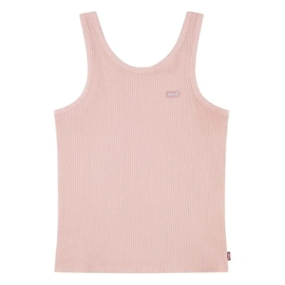 Afbeelding van Levi&#039;s Meisjes Ribgebreide tanktop met logoborduring in de kleur Roze, maat: 140 = 10 label