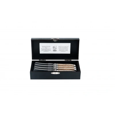 Afbeelding van Laguiole Style de Vie Botermessen Luxury Line 4 delig Eikenhout