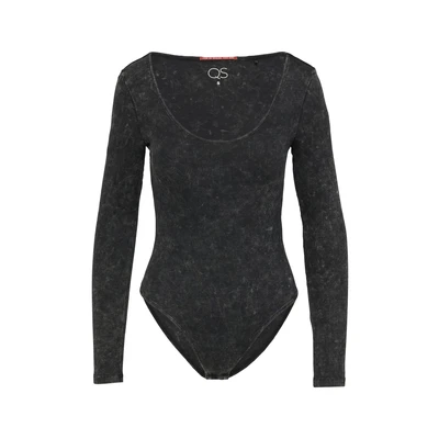 Afbeelding van QS Gewaschener MIT Struktur Longsleeve, Dames, Maat: XS, Schwarz