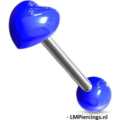 Afbeelding van Tongpiercing UV hart blauw