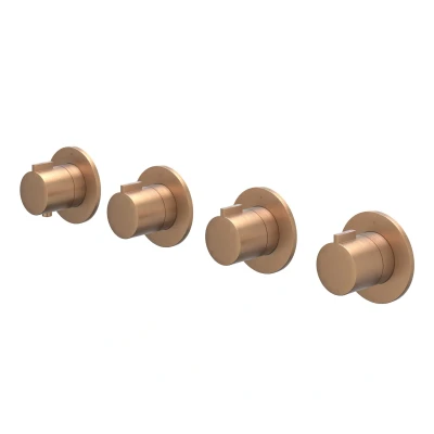 Afbeelding van IVY Pact afbouwdeel inbouwthermostaat 3 stopkranen symmetry Geborsteld Mat Koper PVD