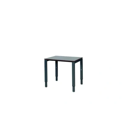 Afbeelding van Domino bureau, hoogte instelbaar (62 85cm) met 80x60cm &#039;zwevend&#039; logan eiken 25mm blad en zwart (RAL9005) N poot frame.