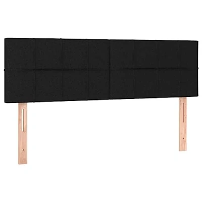 Afbeelding van vidaXL Hoofdborden 2 st 72x5x78/88 cm stof zwart, hoofdeinde, houten bedonderdeel, hoofdbord, slaapkamermeubel, bedaccessoire