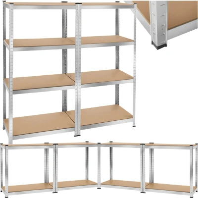 Afbeelding van tectake® set van 2 werkplaatsstellingen met 4 MDF planken opbergkast kelderkast garagekast