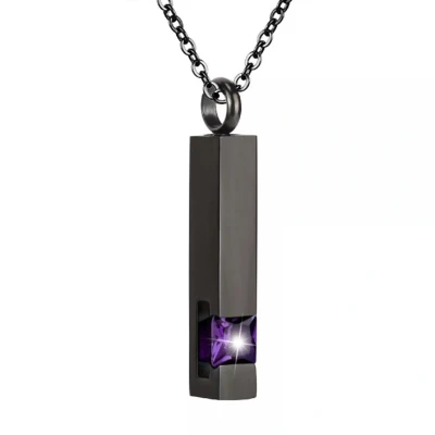 Afbeelding van Luxe Ashanger Met Ketting Assieraad Zwart Paarse Steen As Gedenksieraad Urn Incl. vuller