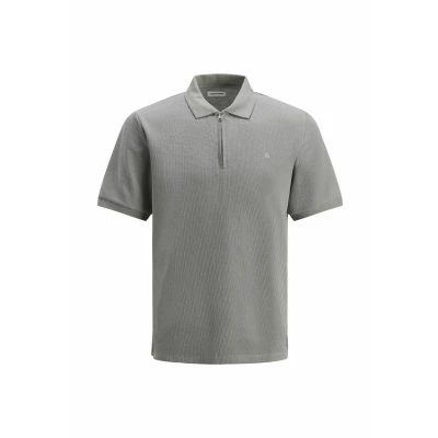 Afbeelding van Jack &amp; Jones Jjeaustin ZIP SS SN Poloshirt, Heren, Maat: Medium, Ultimate grey
