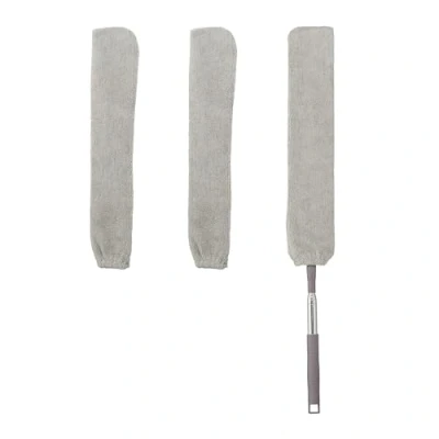 Afbeelding van Relaxdays platte plumeau, met telescoopsteel, tot 115 cm, voor moeilijk bereikbare plekken, ragebol radiator, grijs