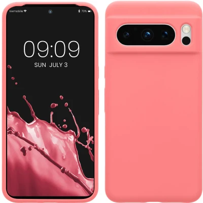 Afbeelding van kwmobile telefoonhoesje geschikt voor Google Pixel 8 Pro Hoesje met siliconen coating Smartphone case in Pastelkleurig koraal