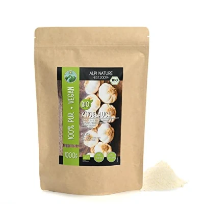 Afbeelding van biologische knoflook gemalen (1 kg), biologisch knoflookpoeder, uit gecontroleerde teelt, poeder getest in laboratorium, 100% zuiver en natuurlijk