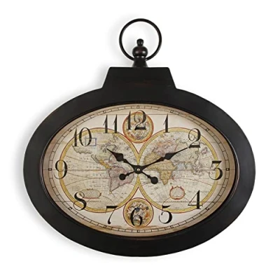 Afbeelding van Versa Pangea Stille decoratieve wandklok voor keuken, woonkamer, eetkamer of slaapkamer, Afmetingen (H x B H) 63 6 60 cm, Metaal, Kleur Zwart