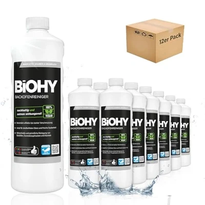 Afbeelding van BiOHY Ovenreiniger (12 x 1l Fles) Professionele grillreiniger, vetoplosser EXTRA STRONG Verwijdert zelfs de meest hardnekkige korstvorming (Backofenreiniger)