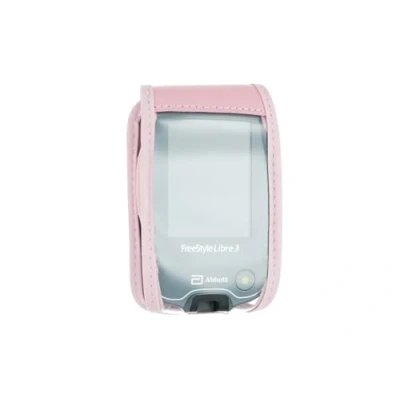 Afbeelding van caseroxx Leren tas met riemclip voor Freestyle Libre 1/2 / Insulinx 14 Day uit echt leer, mobiele telefoonhoes riem (met venster gemaakt van vuilafstotende transparante film erin roze)