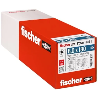 Afbeelding van Fischer PowerFast II 566337 Houtschroef 8 mm 180 Binnen T, Interne vertanding, TX, Torx, T profiel Staal Galvanisch verzinkt 50 stuk(s)