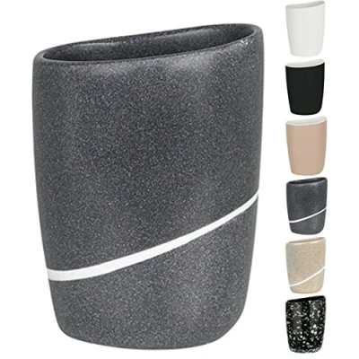 Afbeelding van Spirella Tandenborstelbeker tandenborstelhouder Etna 9x7x12,5 cm steenlook grijs