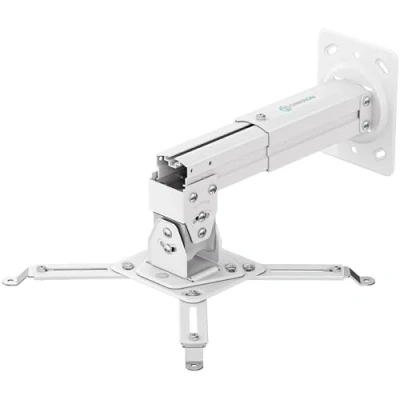 Afbeelding van ONKRON beamerhouder voor plafond en muur projector tot 10 kg universele beamer plafondbeugel in hoogte verstelbaar wand draaibaar &amp; kantelbaar / beugel wit K3A