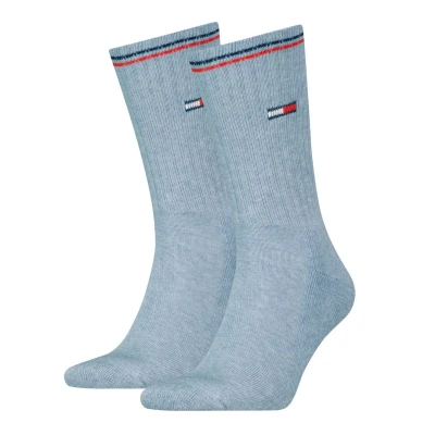 Afbeelding van Tommy Uni TJ Iconic Crew Socks Sokken 2P Lichtblauw Maat 39/42