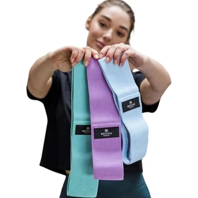 Afbeelding van Matchu Sports Booty bands Set van 3 stuks Tiel/paars/blauw LightMediumHeavy Comfortabel textiel