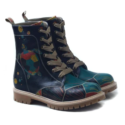 Afbeelding van Goby Cosmic Turtle Dames Veterboots Handgemaakt Vegan Leer Maat 39
