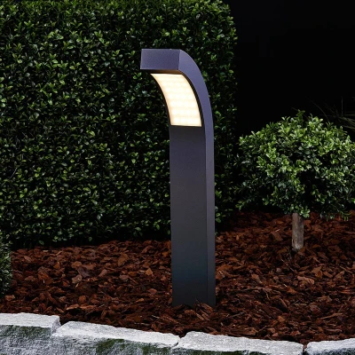 Afbeelding van Lucande LED buitenlamp 1licht aluminium, kunststof H: 60 cm grafietgrijs, wit transparant Inclusief lichtbron