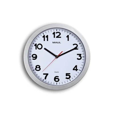 Afbeelding van Wandklok MAUL Step Quartz diameter30x5cm kunststof zilver/wit stildraaiend