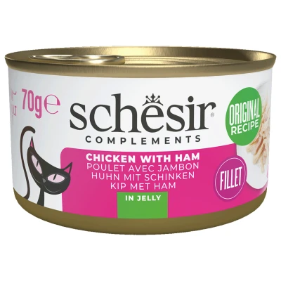 Afbeelding van Schesir Blik Gelei Kattenvoer Kip Ham 70 g