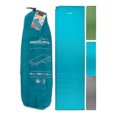 Afbeelding van Redcliffs Zelf opblazend matras 180 x 50 cm Blauw Camping met geïntegreerde pomp