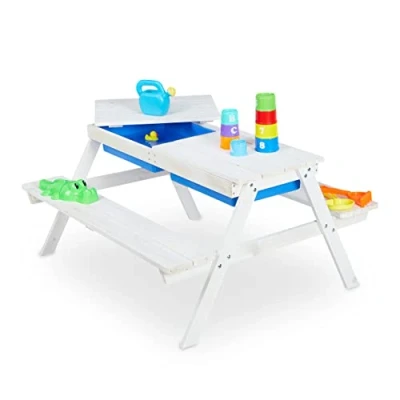 Afbeelding van picknicktafel kinderen zand en watertafel 50 x 89 85 cm hout wit