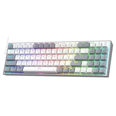Afbeelding van Redragon K628 Pollux 75% bekabeld RGB gamingtoetsenbord, 78 toetsen, hot swap compatibel, compact mechanisch toetsenbord met 100% fitting, gratis mod plate mounted PCB, rode schakelaars