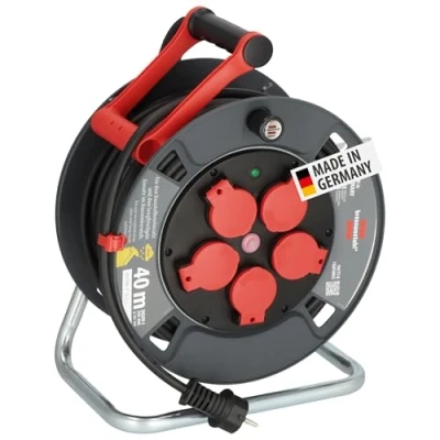 Afbeelding van Brennenstuhl Professional kabelhaspel 300 KU 4100 (40m kabel in zwart, gemaakt van speciale kunststof, voor gebruik op bouwplaatsen en permanent buitengebruik, Made Germany)