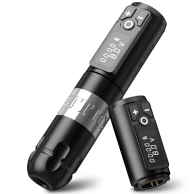 Afbeelding van Ambition Soldier Roterende batterijpen met extra batterij tattoo Cartridge Machine 2400 mAh Draadloos vermogen Coreless Motor Digitaal LED display voor artiesten
