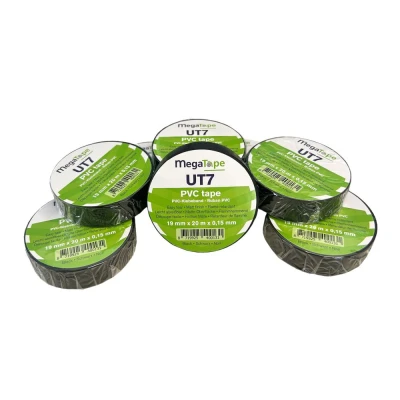 Afbeelding van Megatape UT7 PVC Tape 19mm X 20mtr. Zwart. Zwart (8 Rollen)