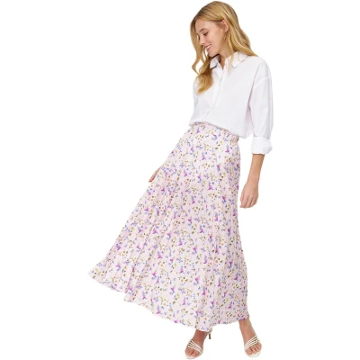 Afbeelding van Trendyol Groene Geplooide Geweven Rok Met Bloemenpatroon En Elastische Taille Tctss23Ee00018