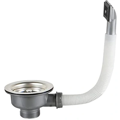 Afbeelding van Qrity Keukenspoelbak 114 mm 1½ inch zeef met afdruipmand en Rectángulo te vol, roestvrijstalen spoelbakzeef