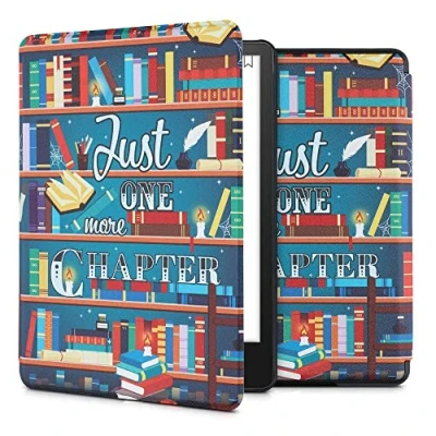 Afbeelding van kwmobile E reader hoesje geschikt voor Amazon Kindle Paperwhite 11. Generation 2021 hoes flip case met magnetische sluiting Ereader cover bibliotheek design in meerkleurig
