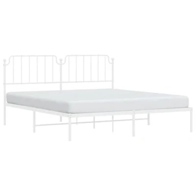 Afbeelding van Bedframe met hoofdbord metaal wit 180x200 cm