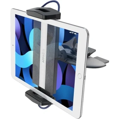 Afbeelding van APPS2Car CD Tablet Houder voor 360 Draaibare, Universele speler Mount Compatibel Met iPad 9.7, 10.5, Air Mini 2 3 4, iPhone, Meer 4.7 12.9 inch en Telefoon