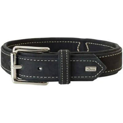 Afbeelding van HUNTER HUNTING hondenhalsband, leer, nubuck, robuust, zacht, 60 (L), zwart