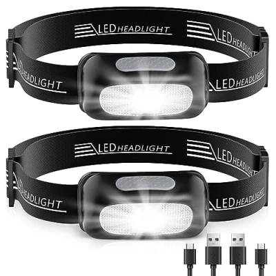 Afbeelding van CIRYCASE Hoofdlamp, Ultralichte Hoofdlamp LED Oplaadbaar met Rood Licht &amp; 5 Modi voor Volwassenen en Kinderen, IPX4 Waterdichte Verstelbare Joggen, Kamperen, Fietsen