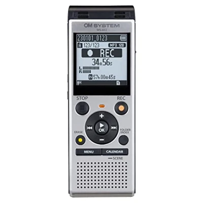 Afbeelding van OM SYSTEM WS 882 hoge kwaliteit digitale voicerecorder met stereomicrofoons, 6 opname scènes, Direct USB, stemfilter, low cut filter, ingebouwde houder en 4 GB geheugen, spraakbalans, VCVA